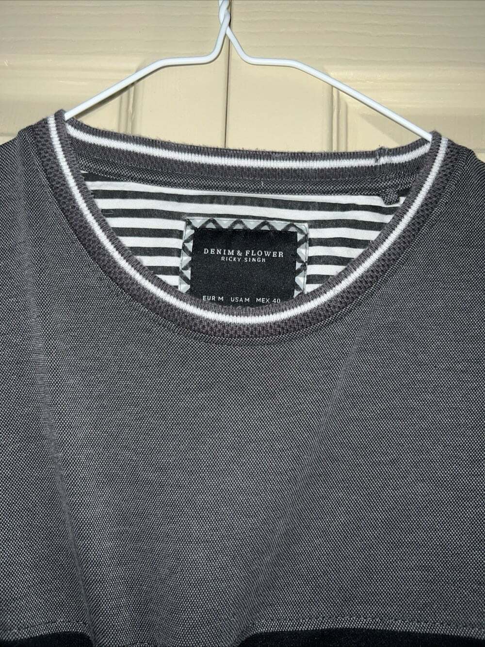 Denim And Flower Grey & Black Long Sleeve Medium Mens Shirt